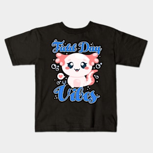 Field Day Axolotl Vibes Kids Last Day of School Blue Kids T-Shirt